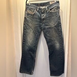 Diesel Men's Faded Blue Straight Jeans